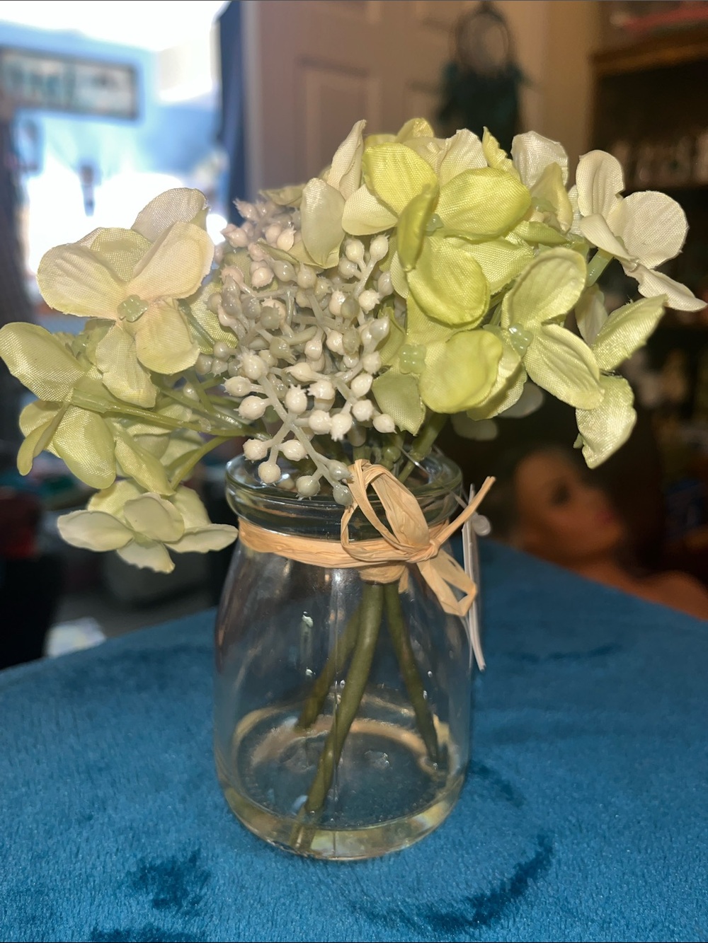 Silk Hydrangea Floral Arrangement in Pale Green - 204 B3G